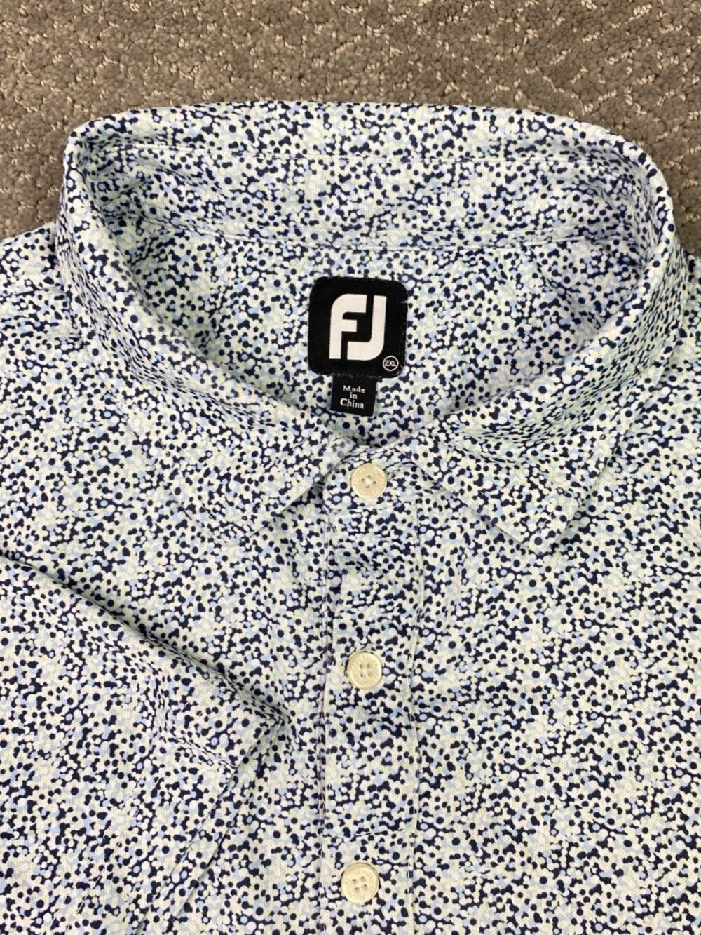 FootJoy Confetti Print Pique Polo Shirt Mens 2XL Blue Golf Performance Geometric